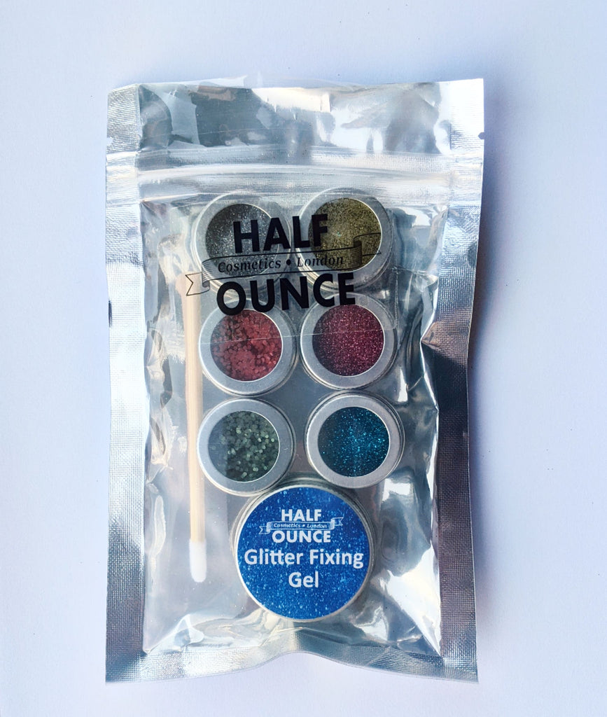Biodegradable Body Glitter Kit, including Fixing Gel and applicator