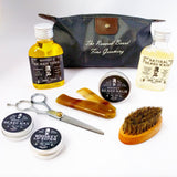 Men's Organic Gift Set. Beard Grooming products and accessories in a Washbag kit